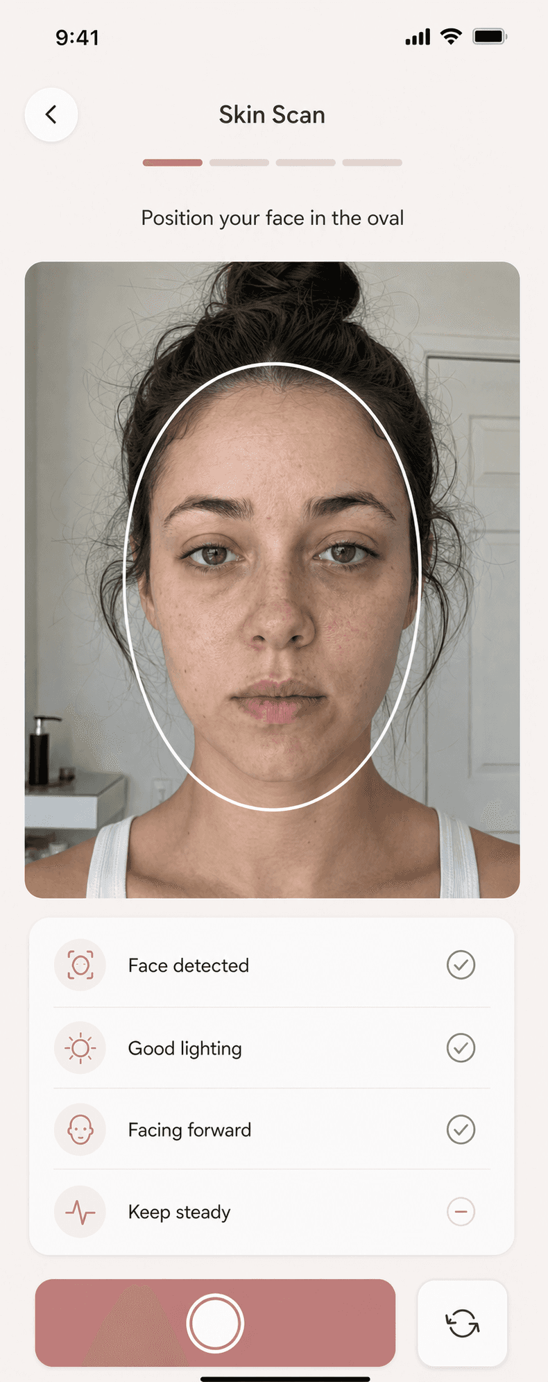Lerin guided face scan with on-screen capture guidance